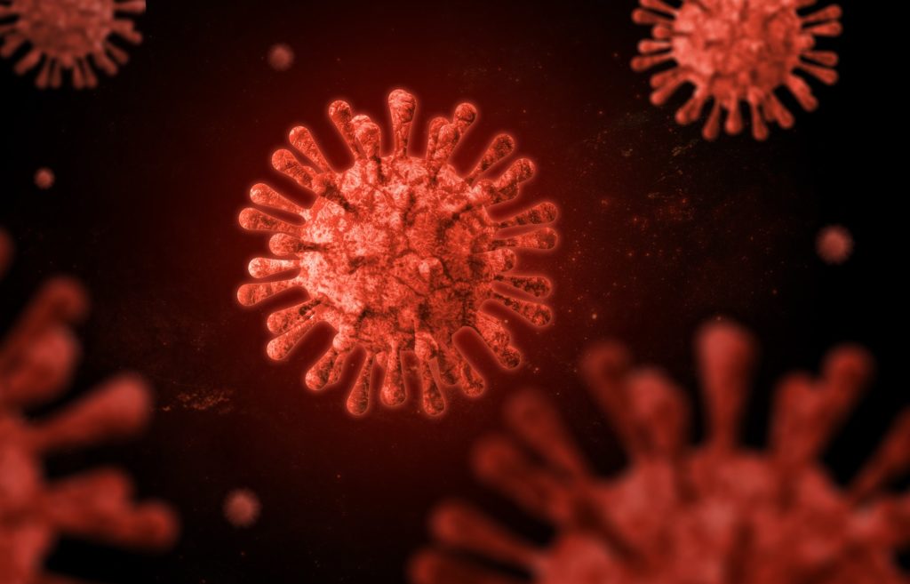 Illustration of red Corona virus. 3d corona virus background.